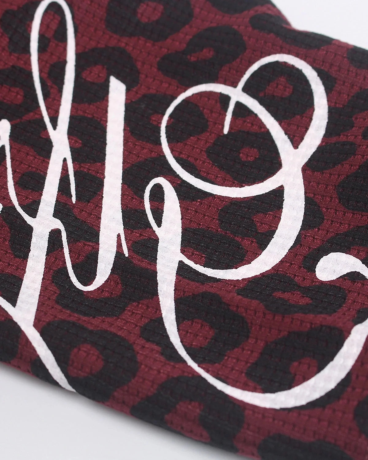 Omygoods Script Sleeve Graphic Waffle T-Shirt
