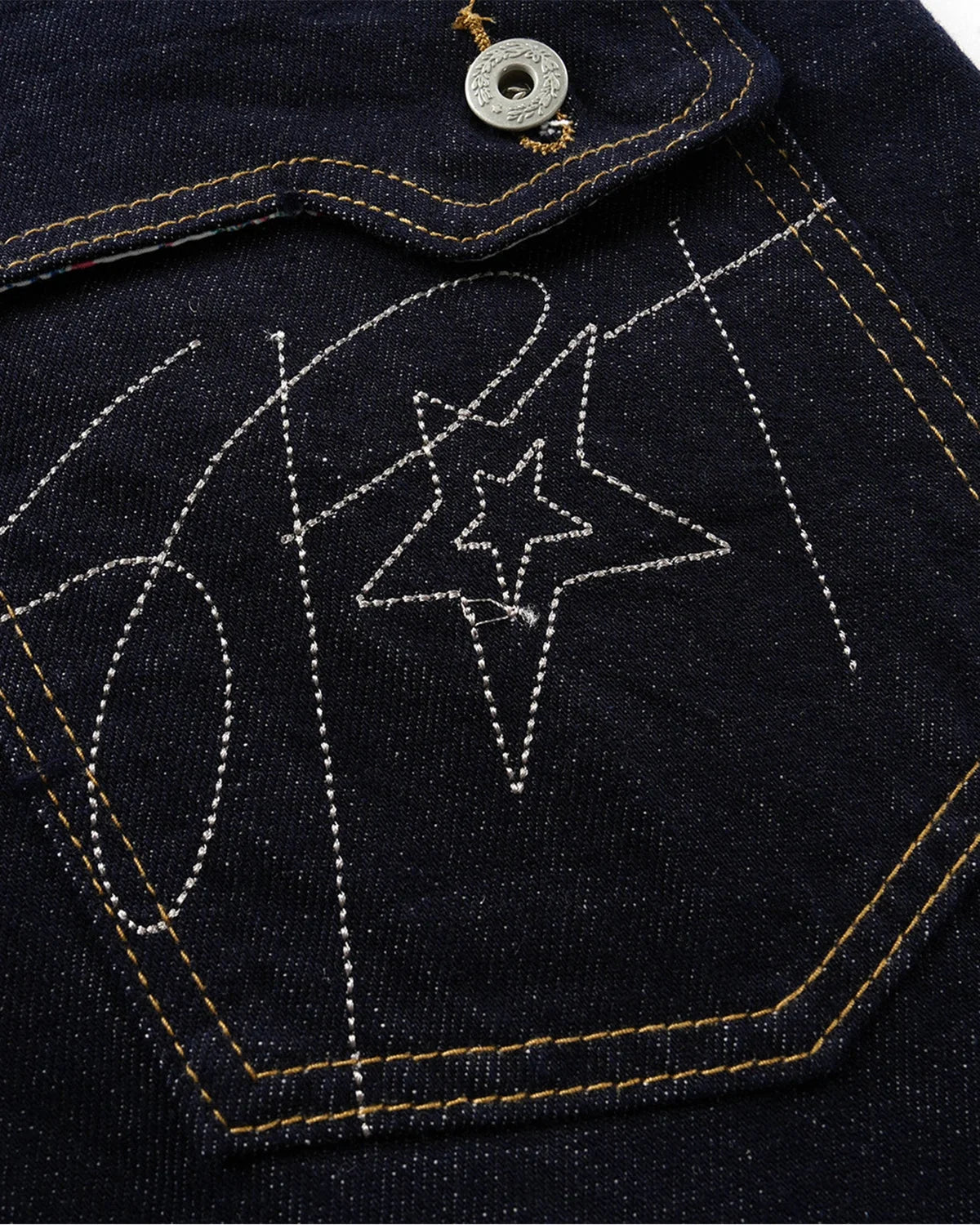 Omygoods Selvedge Buckle Baggy Jeans