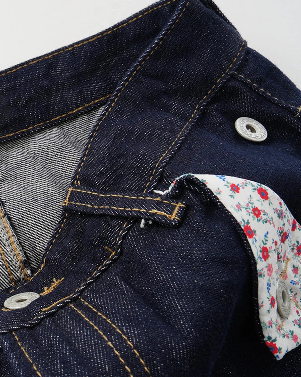 Omygoods Selvedge Buckle Baggy Jeans