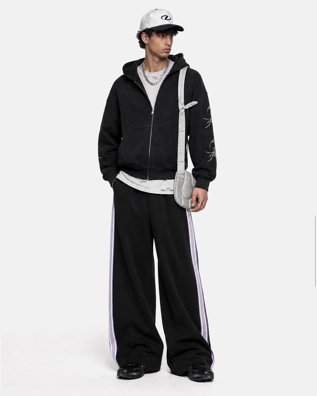 Omygoods Side Stripe Wide Leg Track Pants