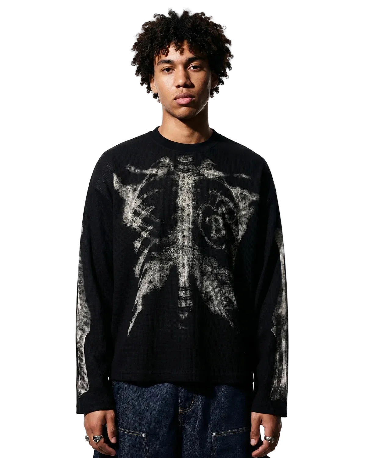 Omygoods Skeleton Graphic Washed Long Sleeve