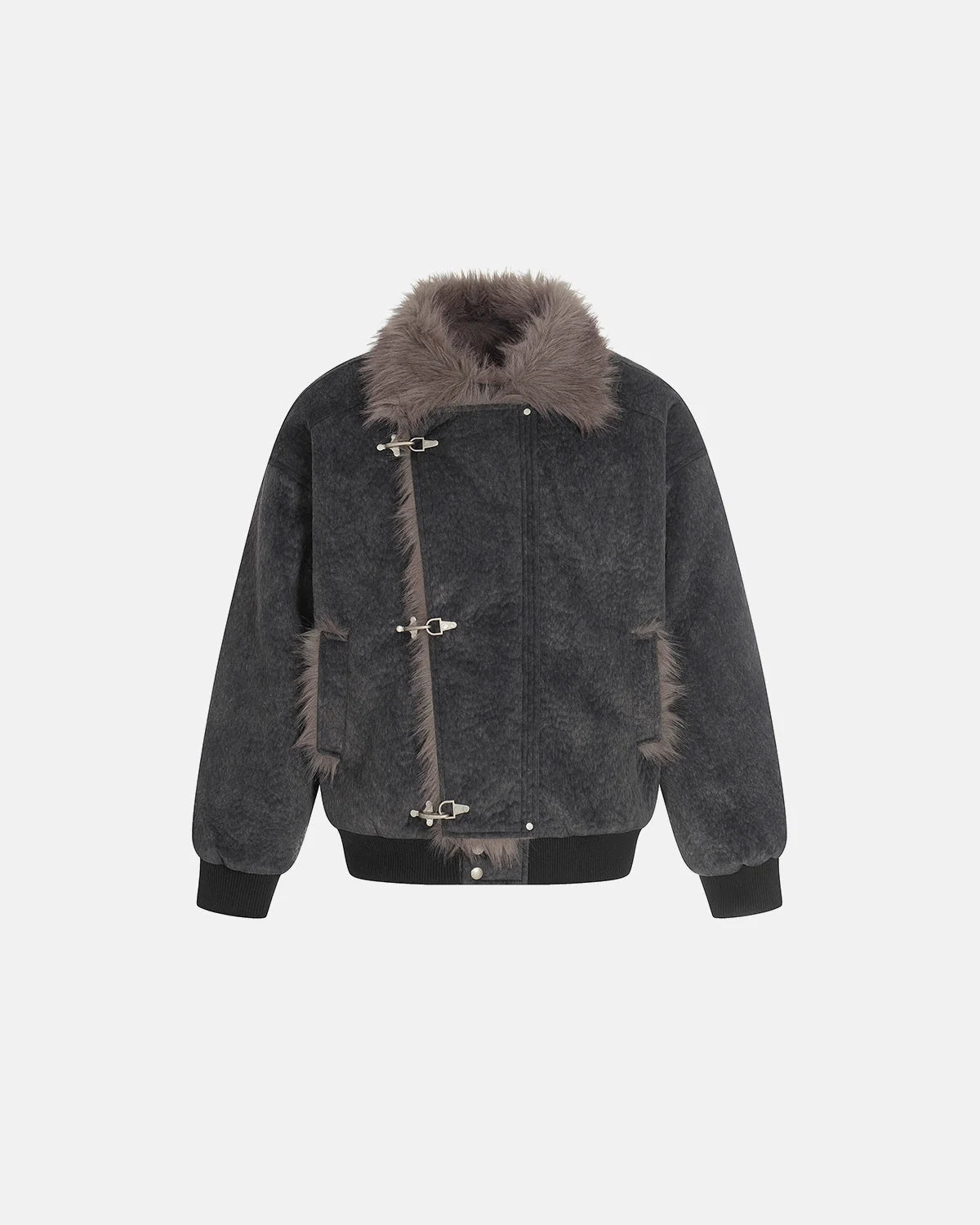 Omygoods Slanted Clasp Fireman Padded Jacket