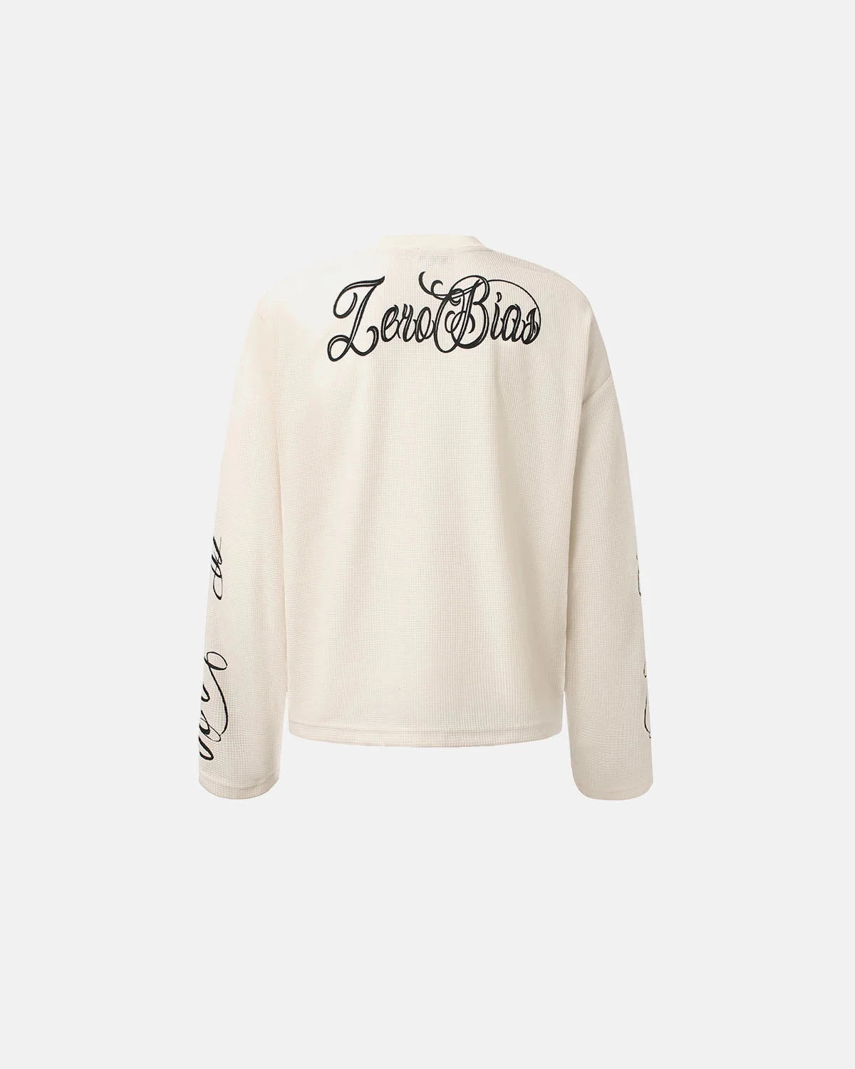 Omygoods Slogan Graphic Waffle Long Sleeve T-Shirt