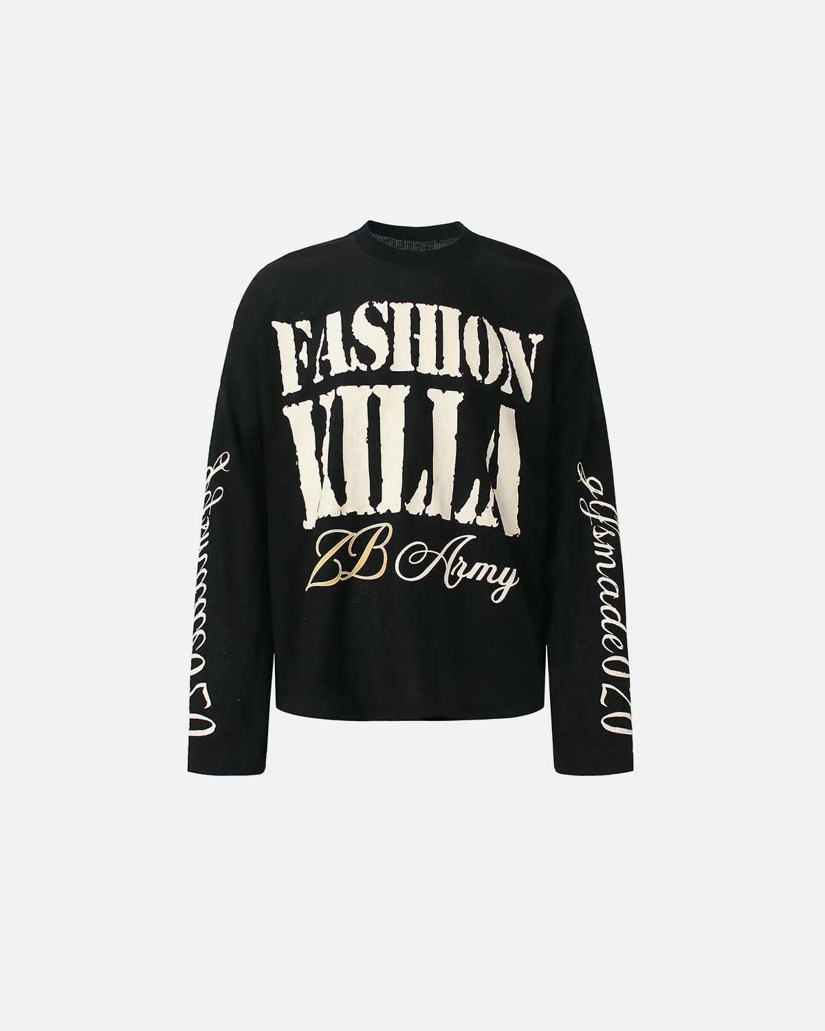 Omygoods Slogan Graphic Waffle Long Sleeve T-Shirt