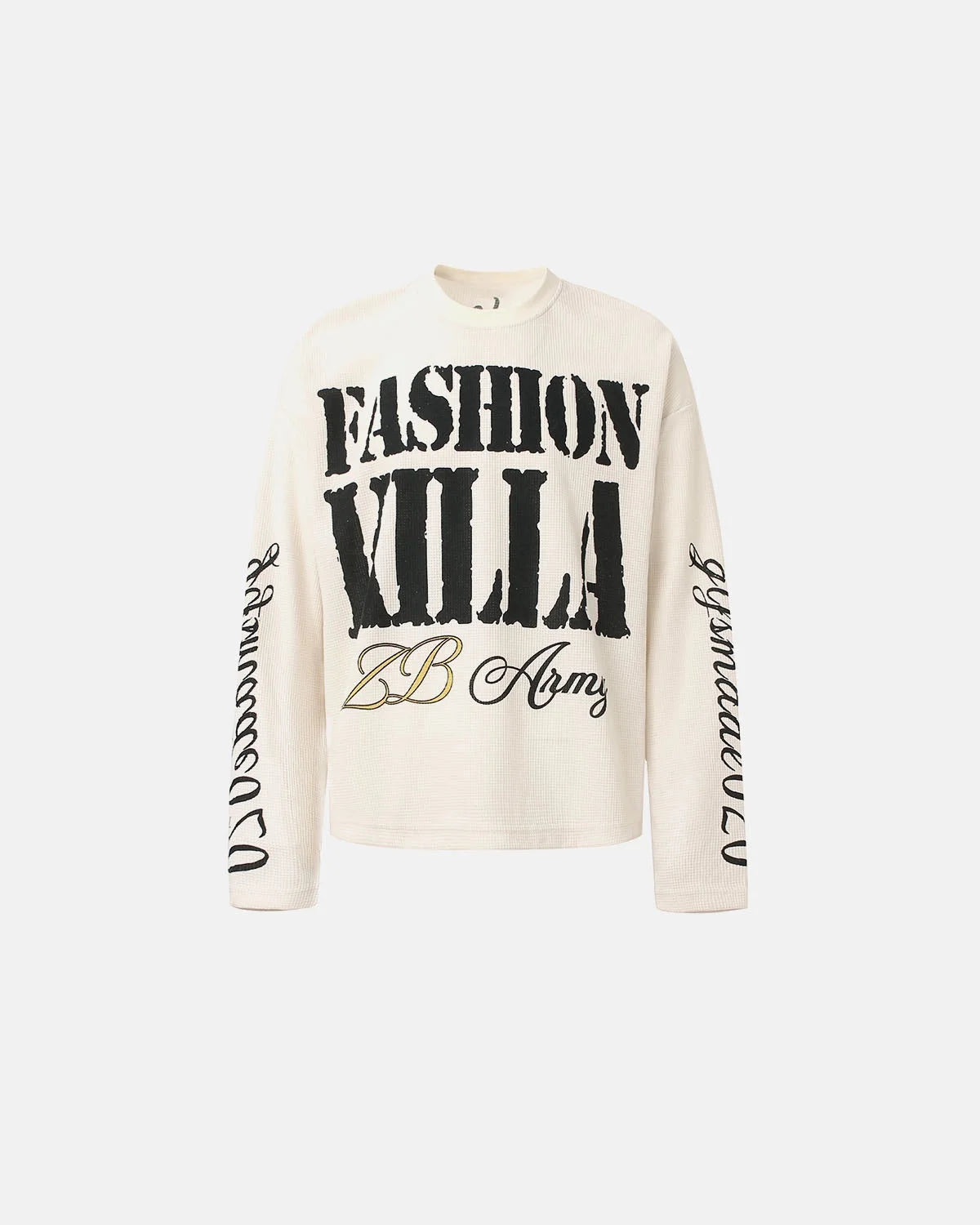 Omygoods Slogan Graphic Waffle Long Sleeve T-Shirt