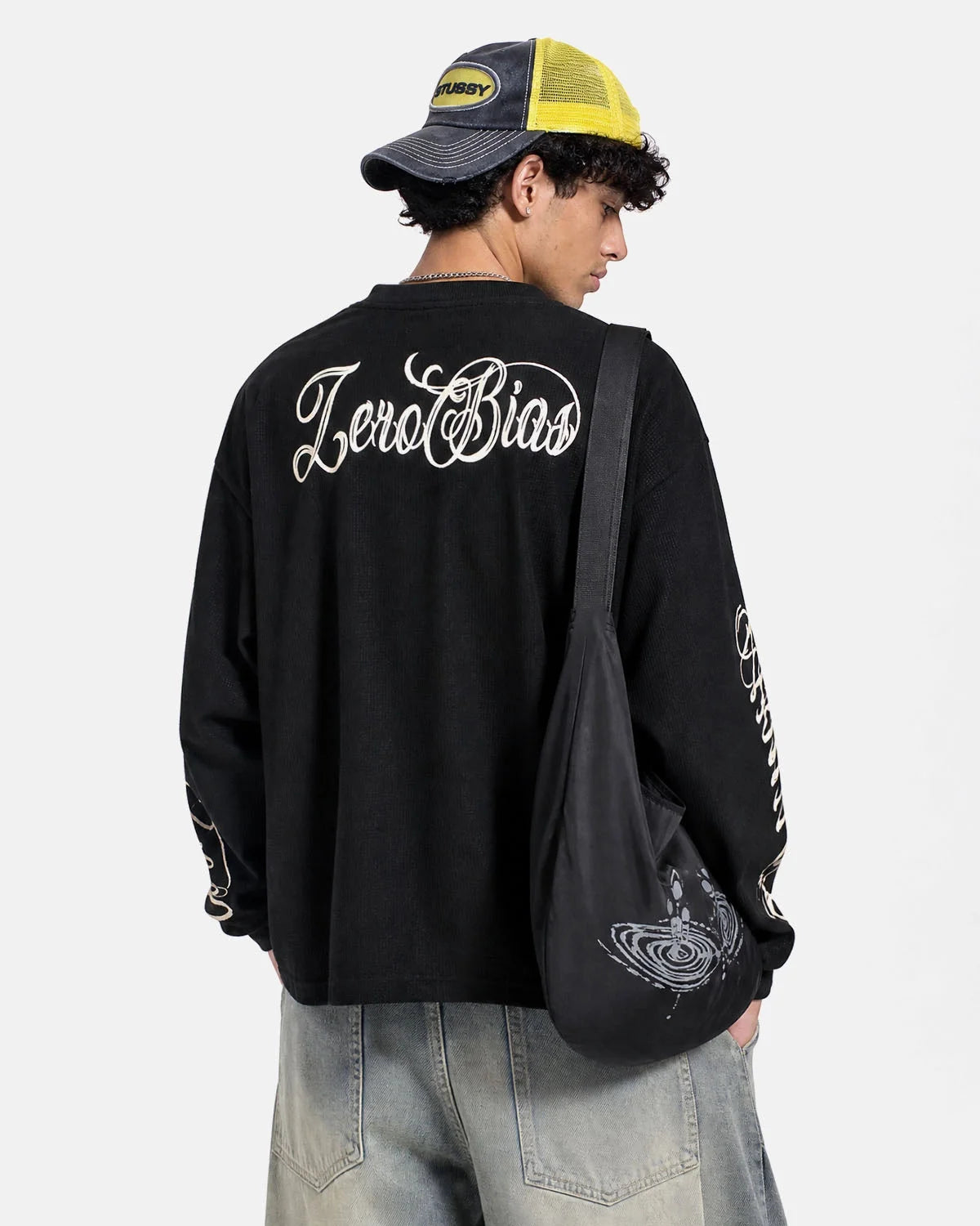 Omygoods Slogan Graphic Waffle Long Sleeve T-Shirt
