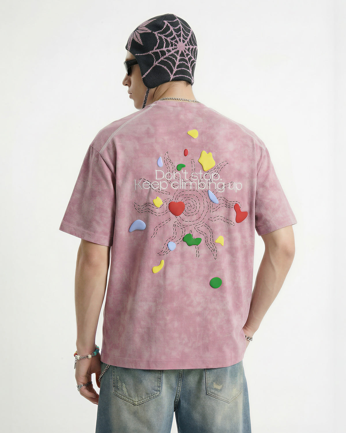 Omygoods Climbing Graphic Puff Print T-Shirt