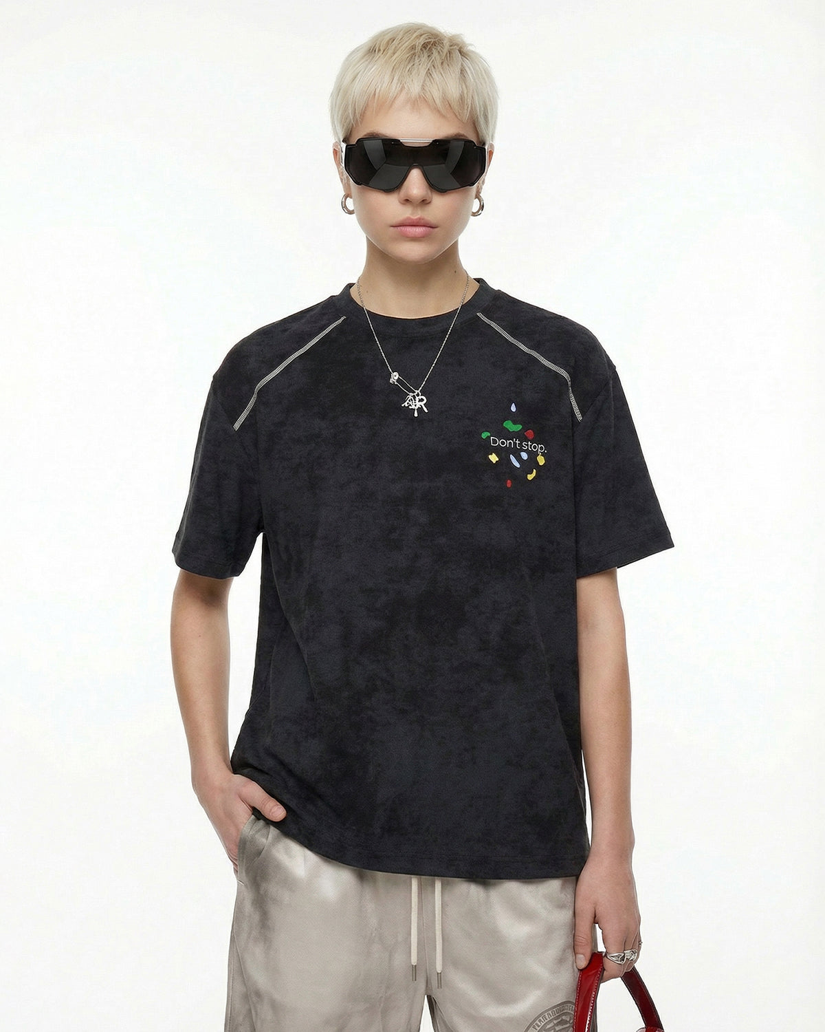 Omygoods Climbing Graphic Puff Print T-Shirt