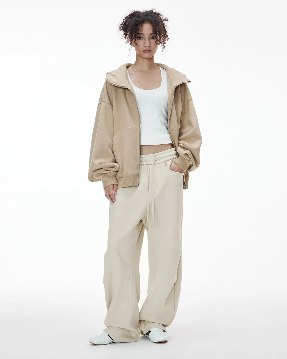 Omygoods Solid Color Fleece Barrel Sweatpant