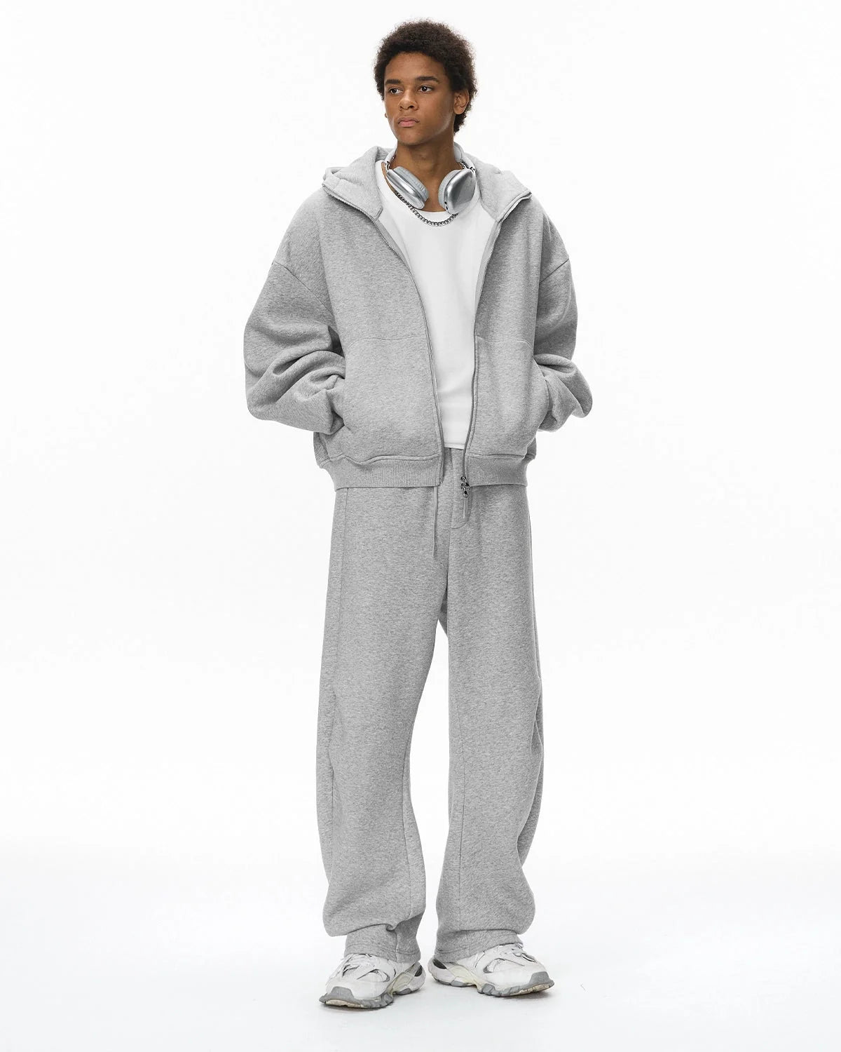 Omygoods Solid Color Fleece Barrel Sweatpant