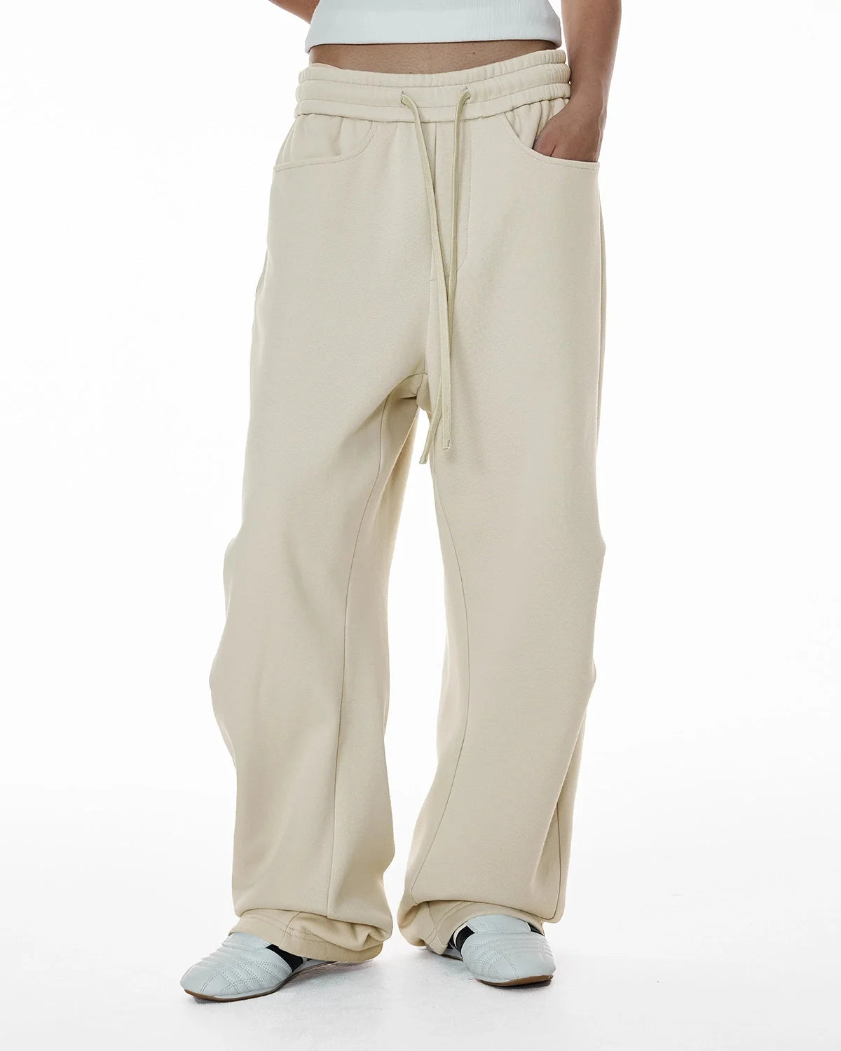 Omygoods Solid Color Fleece Barrel Sweatpant