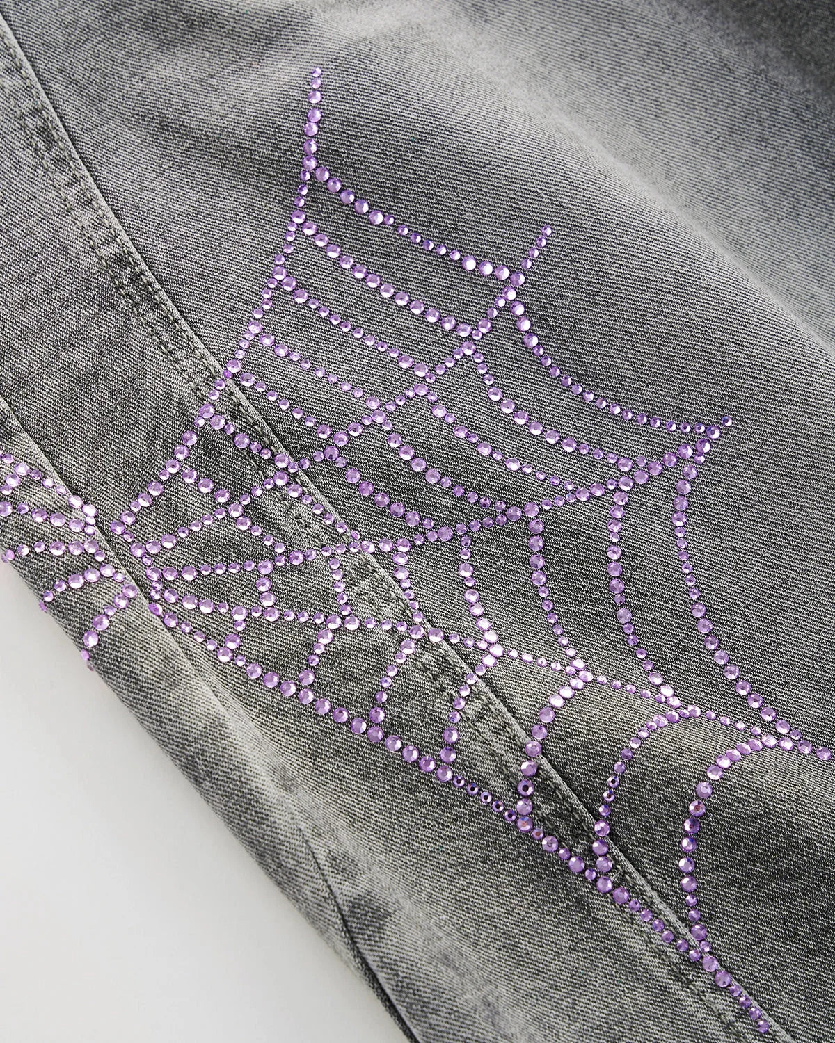 Omygoods Spider Graphic Rhinestone Barrel Jeans