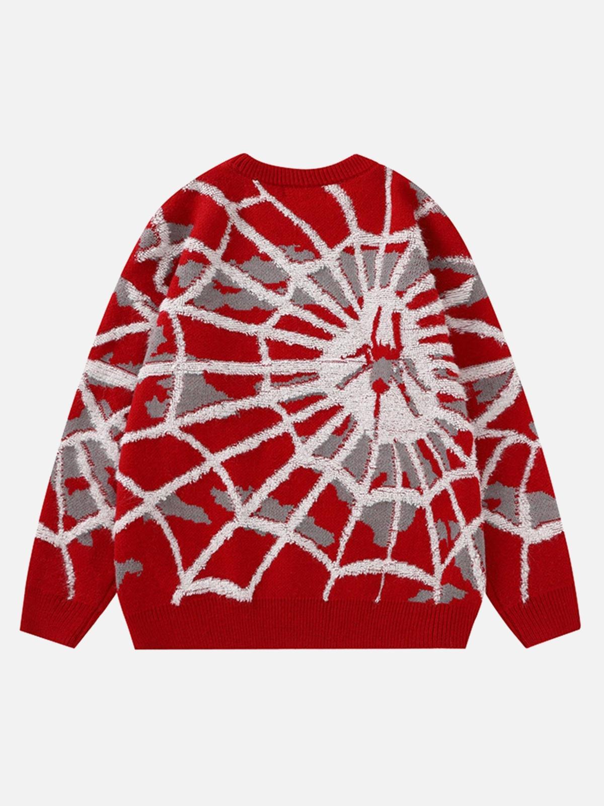 Omygoods Spider Knit Crew Neck Sweater