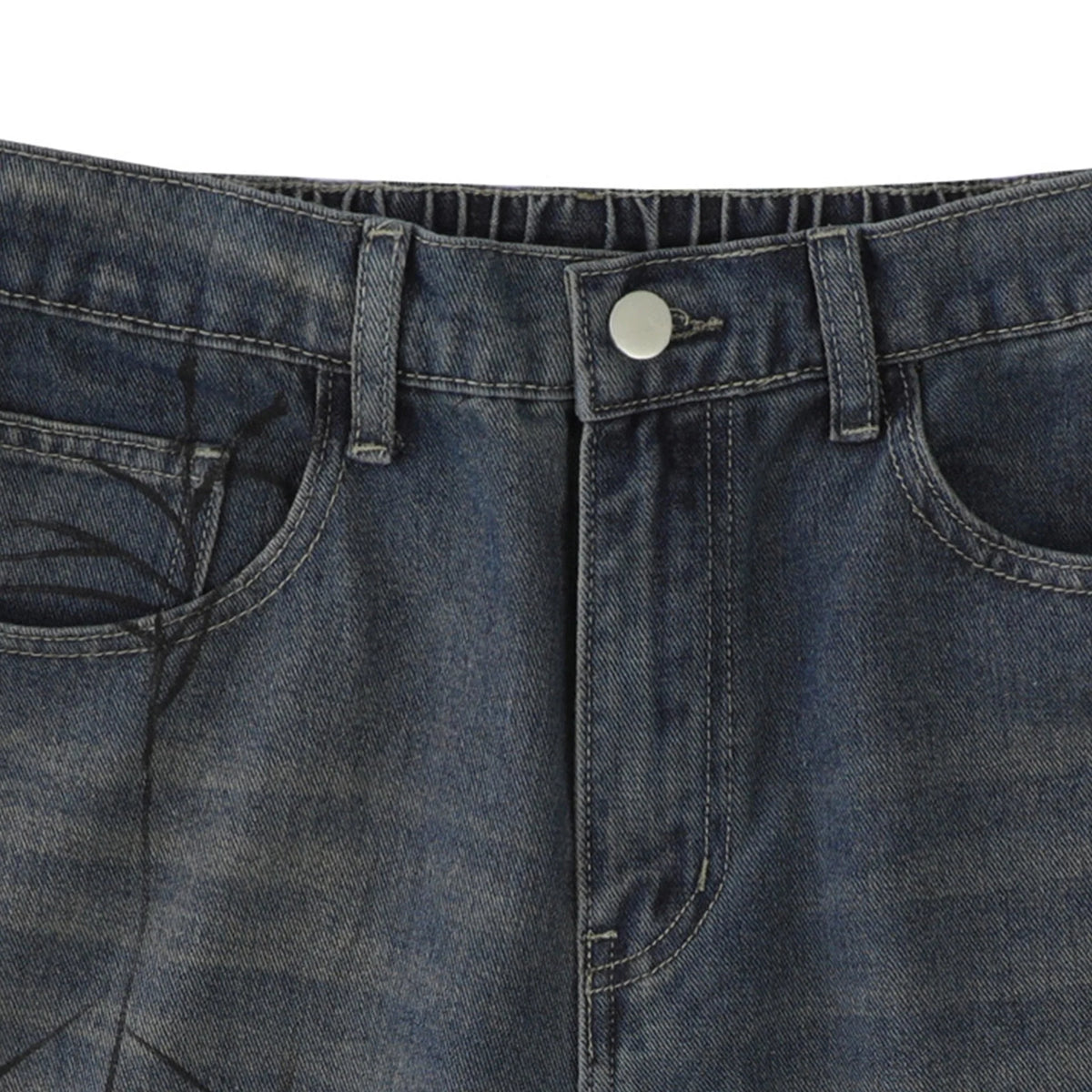 Omygoods Spider Straight Leg Jorts
