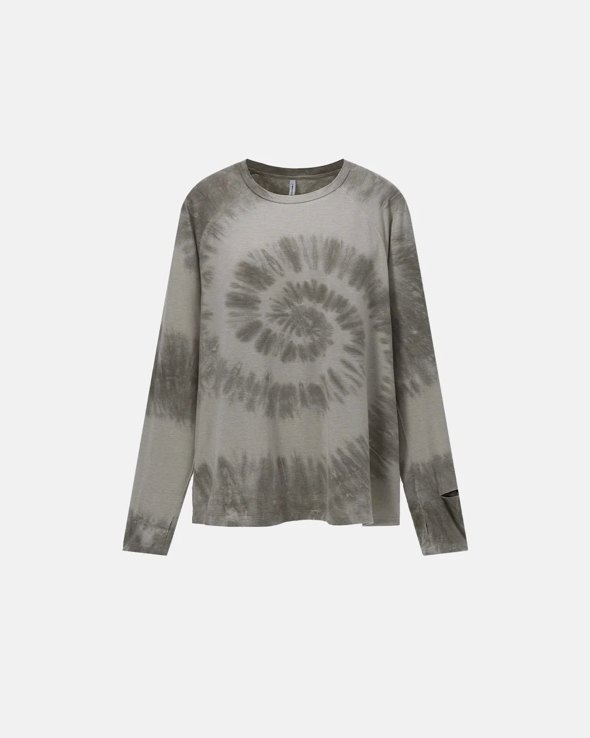 Omygoods Spiral Tie-Dye Wool Blend Long Sleeve T-Shirt