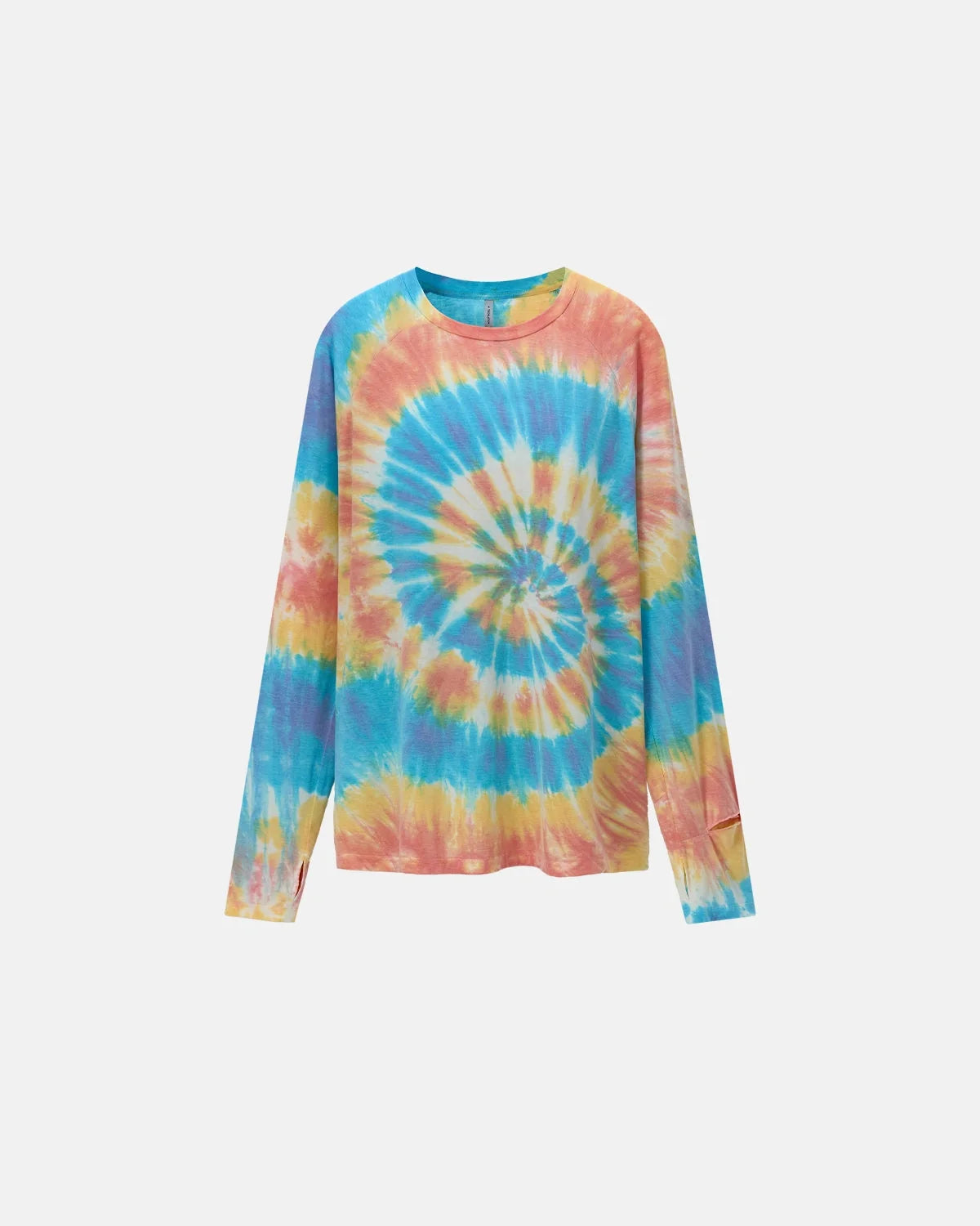 Omygoods Spiral Tie-Dye Wool Blend Long Sleeve T-Shirt