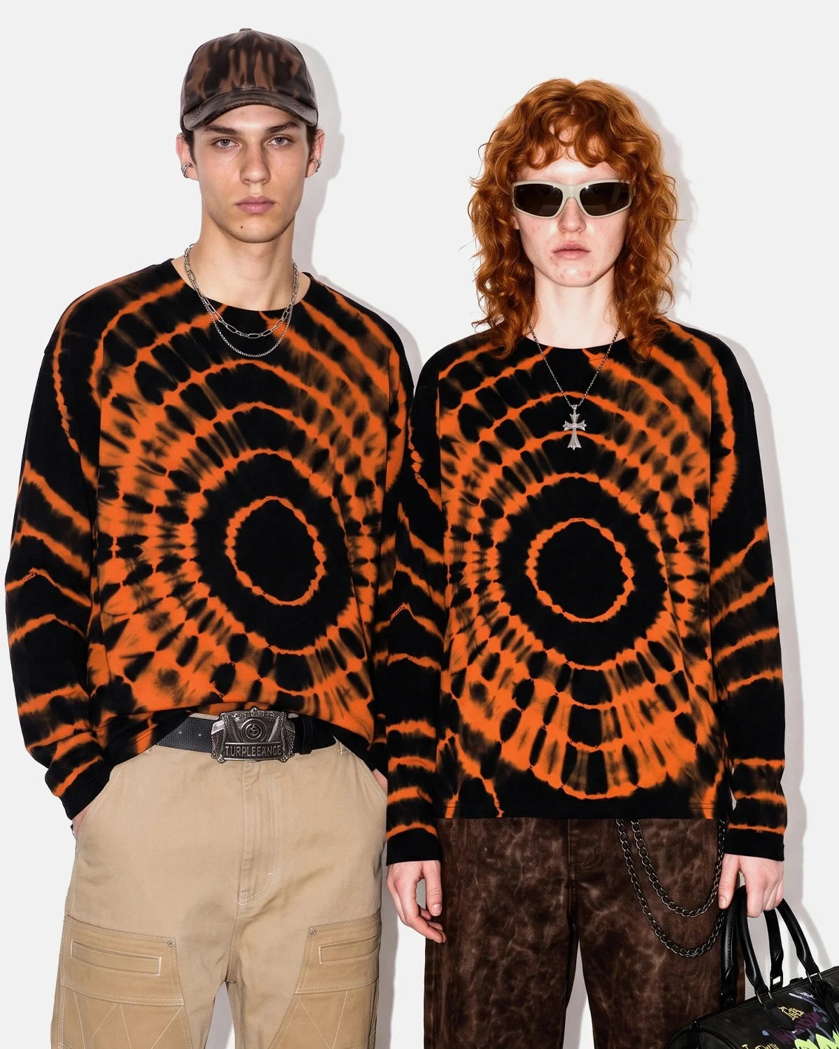 Omygoods Spiral Tie-Dye Wool Blend Long Sleeve T-Shirt