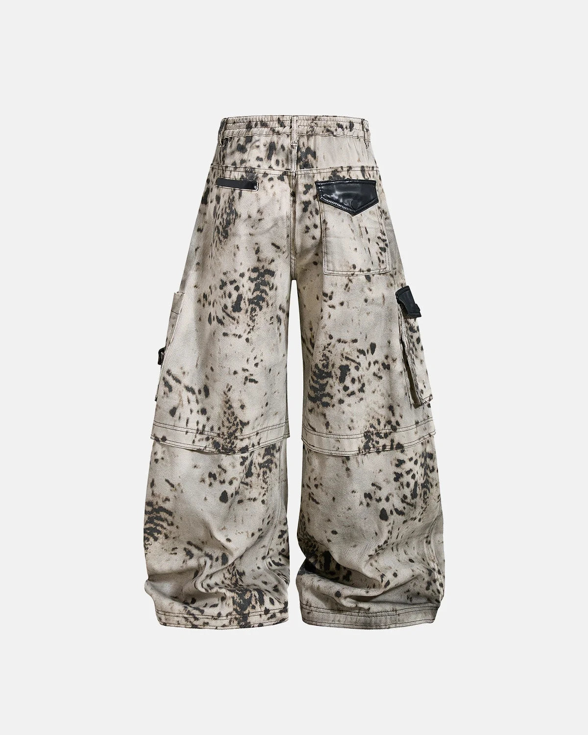 Omygoods Splatter Print Wide Leg Cargo Pants