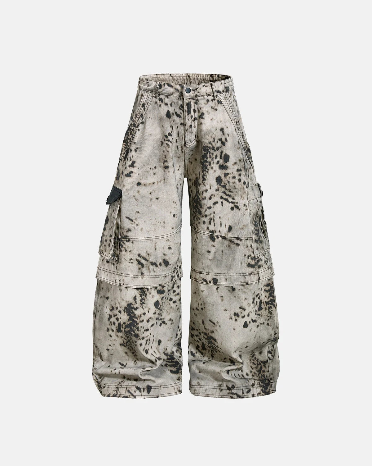 Omygoods Splatter Print Wide Leg Cargo Pants