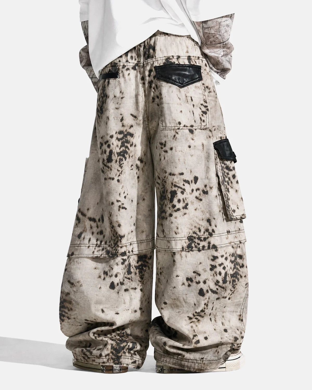 Omygoods Splatter Print Wide Leg Cargo Pants
