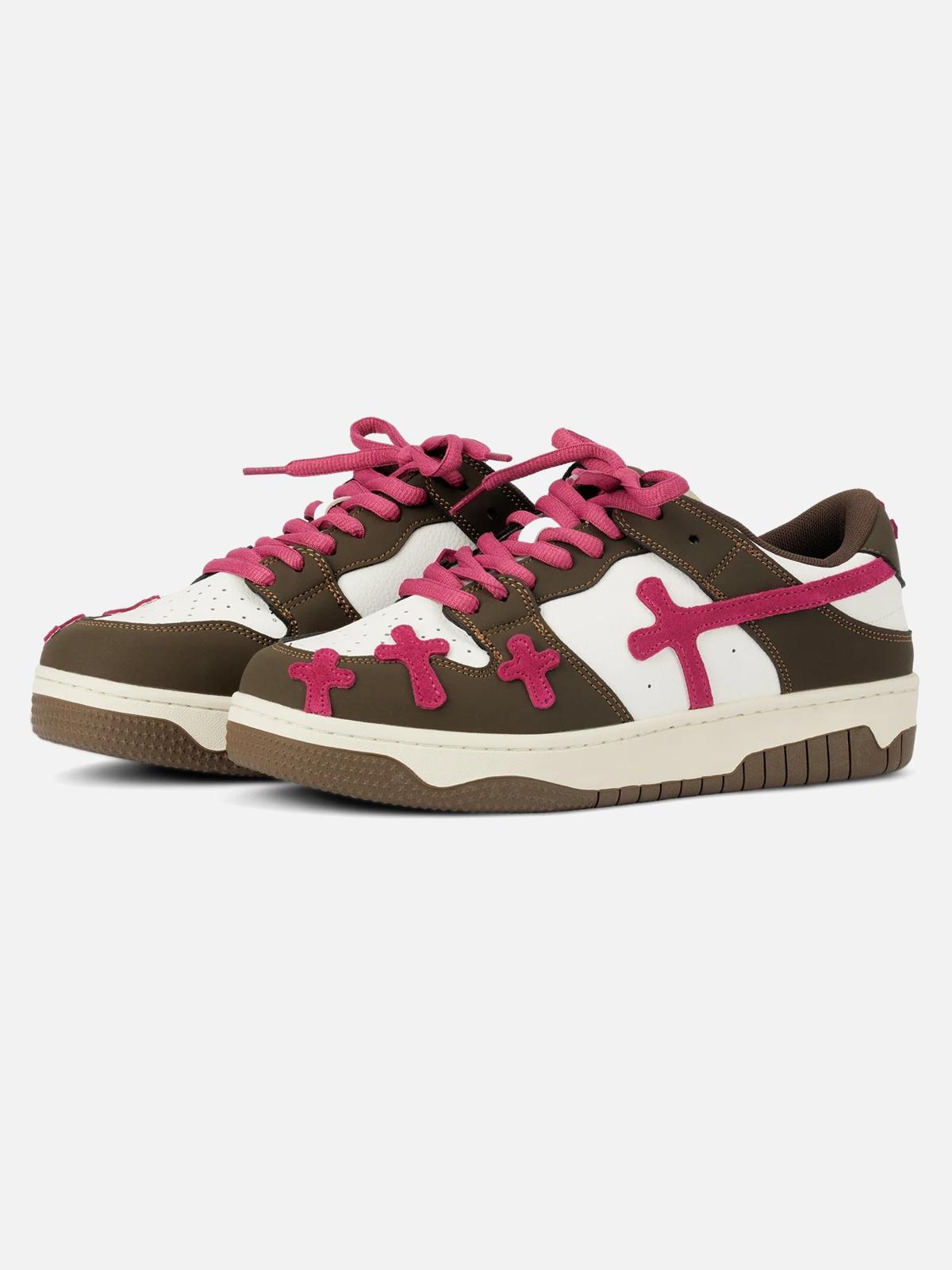 Omygoods Splicing Skateboard Sneakers