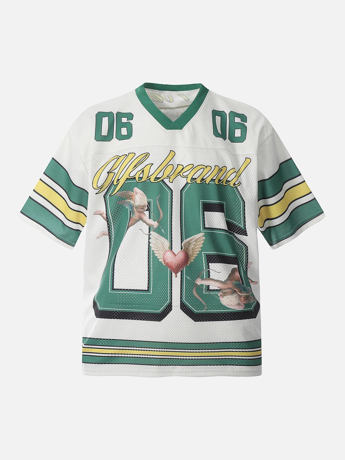 Omygoods Sports Jersey V-Neck T-Shirt
