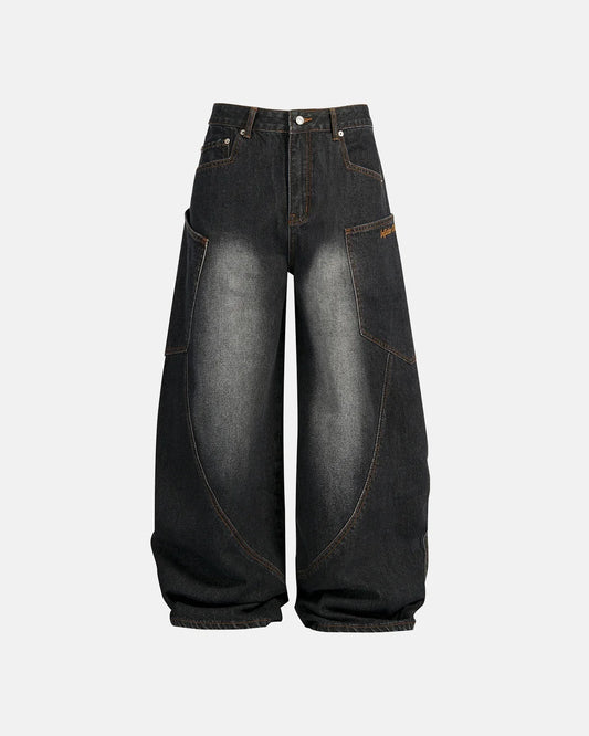 Omygoods Spray-Dyed Cargo Barrel Jeans