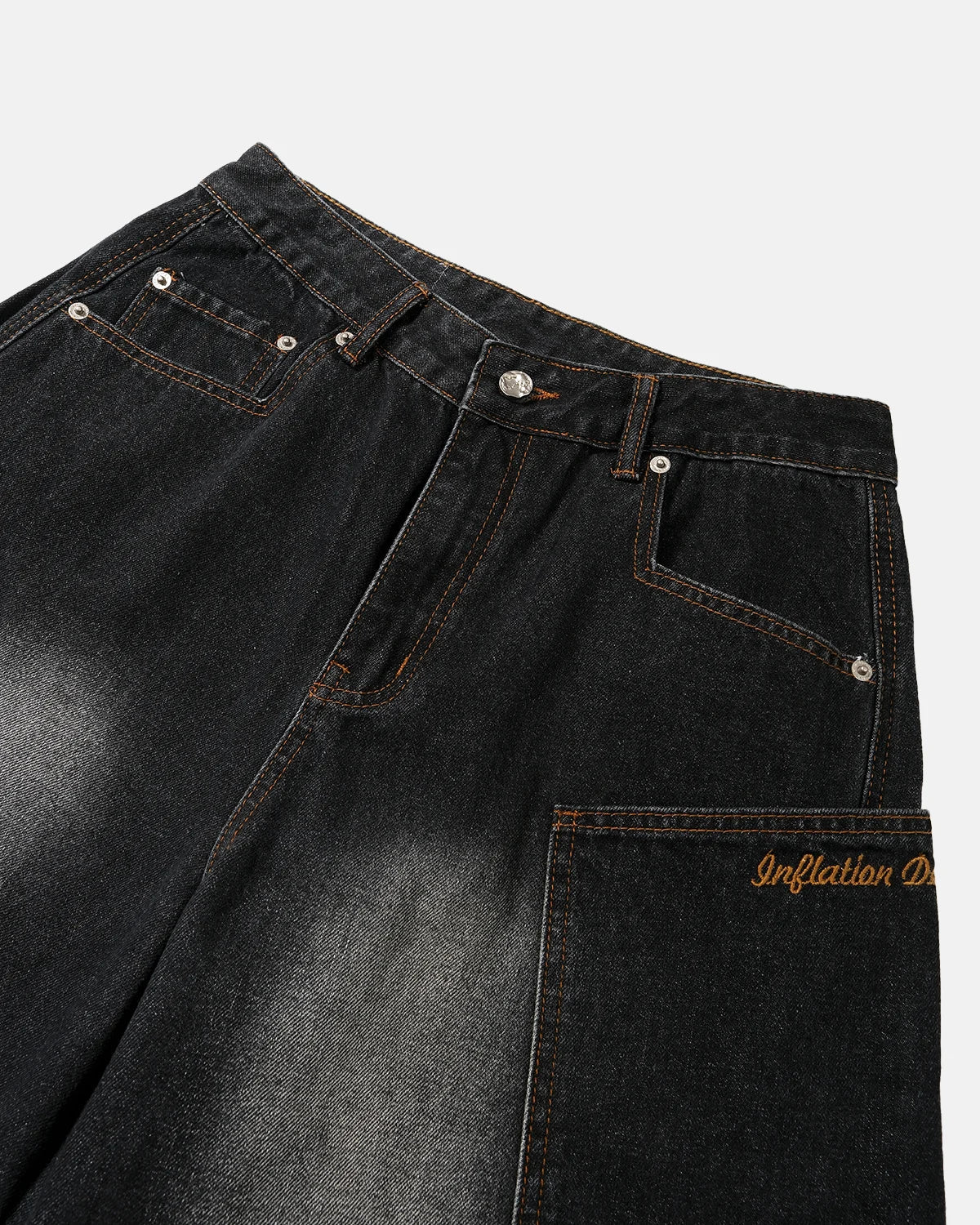 Omygoods Spray-Dyed Cargo Barrel Jeans