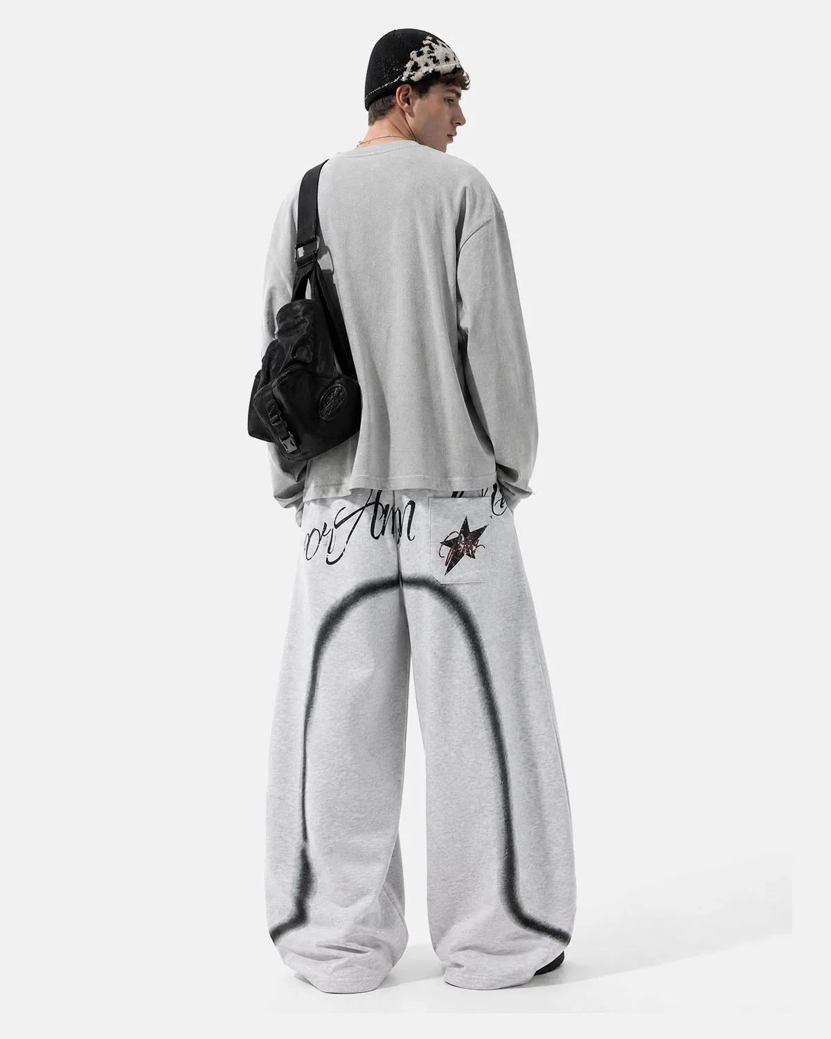 Omygoods Spray Graphic Barrel Sweatpants