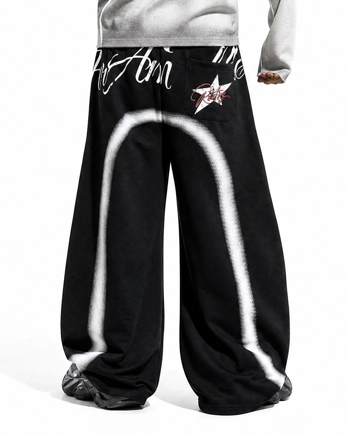 Omygoods Spray Graphic Barrel Sweatpants