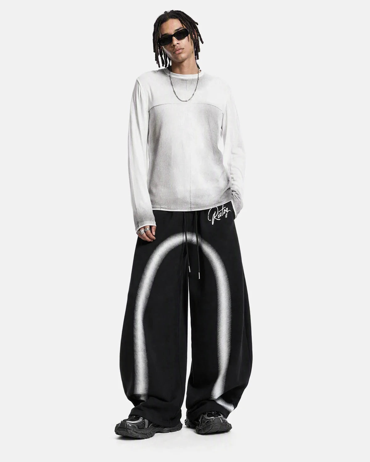 Omygoods Spray Graphic Barrel Sweatpants