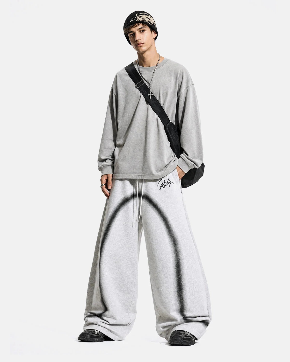Omygoods Spray Graphic Barrel Sweatpants