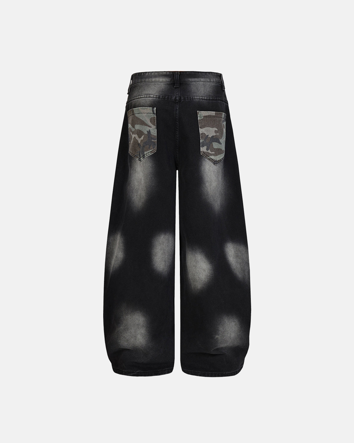 Omygoods Spray Graphic Camo Barrel Jeans