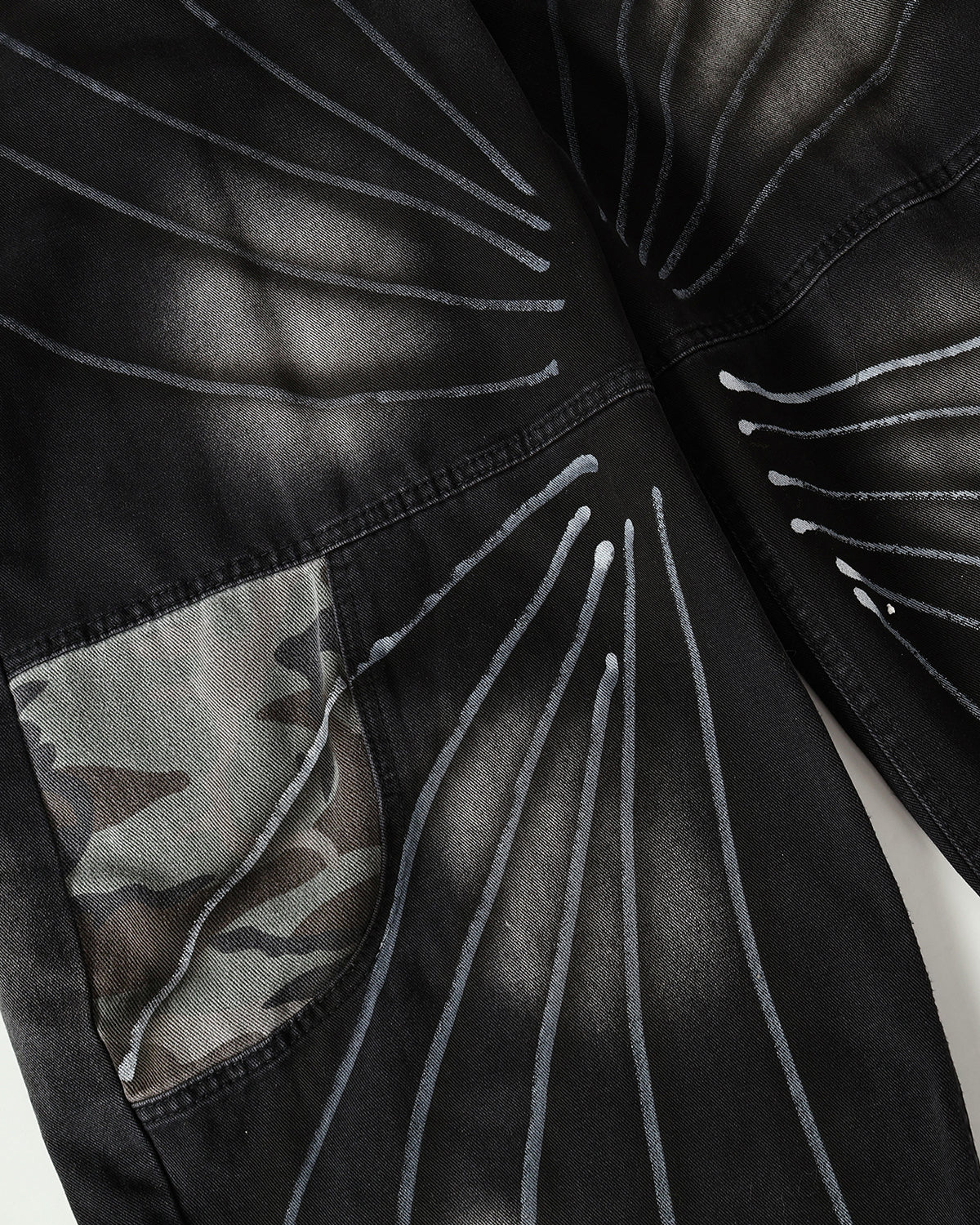 Omygoods Spray Graphic Camo Barrel Jeans