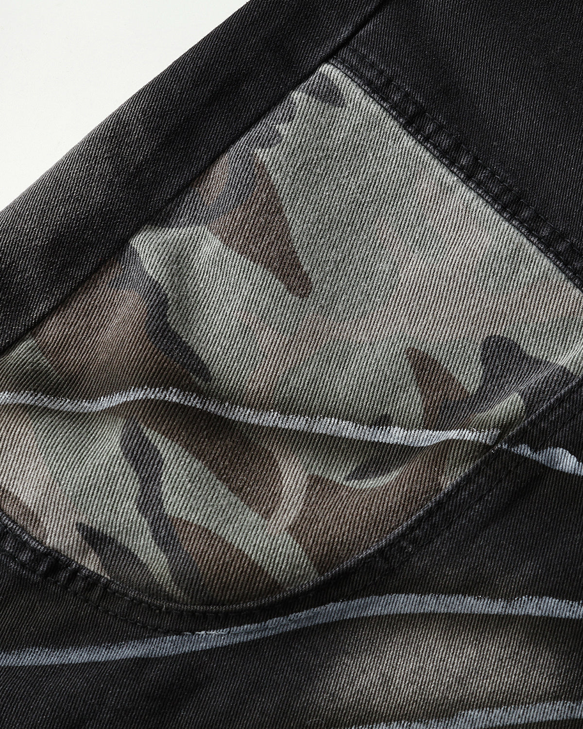 Omygoods Spray Graphic Camo Barrel Jeans
