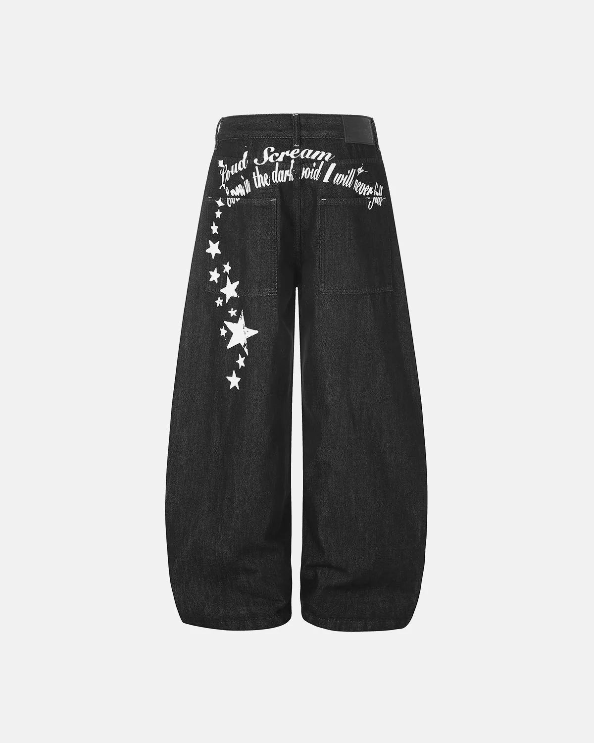 Omygoods Star Graphic Raw Barrel Jeans