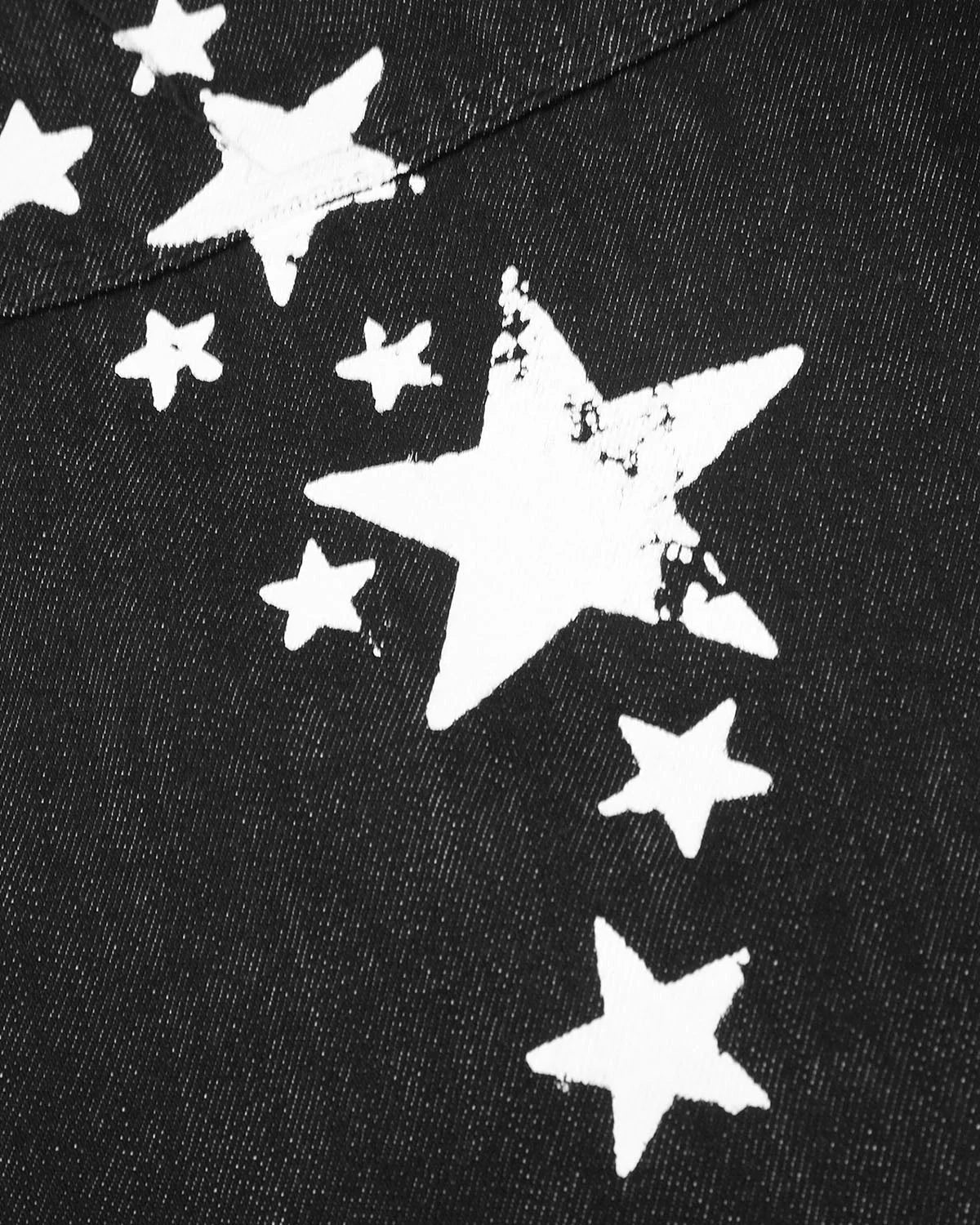 Omygoods Star Graphic Raw Barrel Jeans