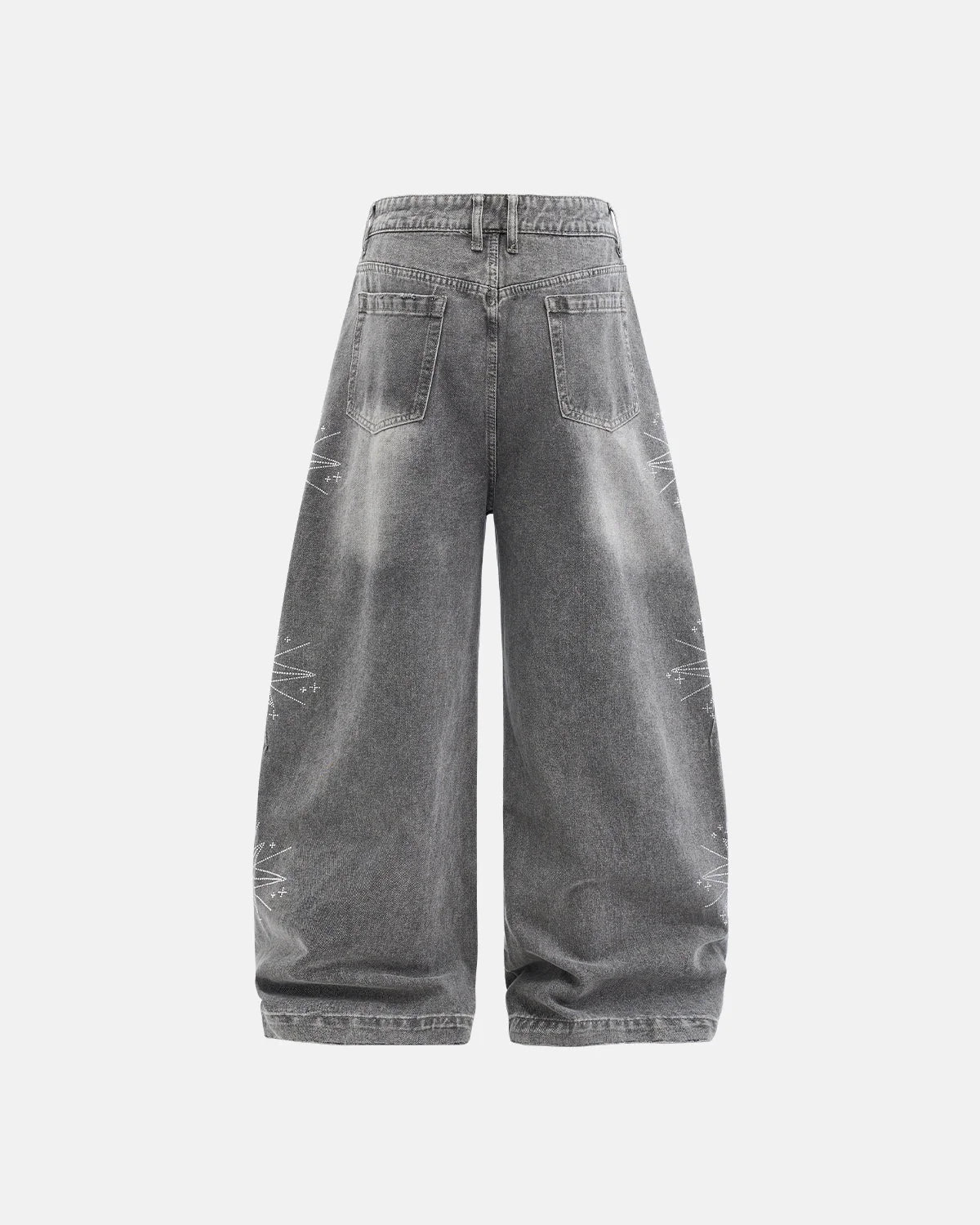 Omygoods Star Graphic Rhinestone Barrel Baggy Jeans