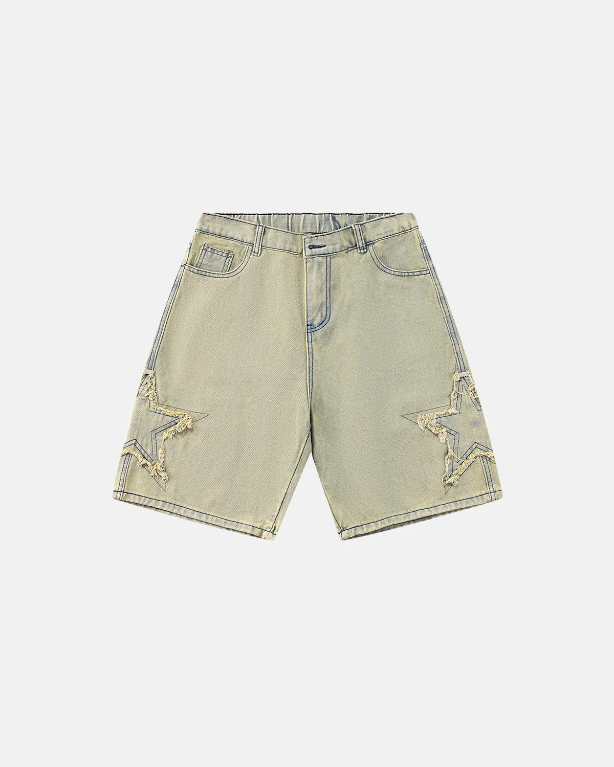 Omygoods Star Patch Distressed Baggy Jorts