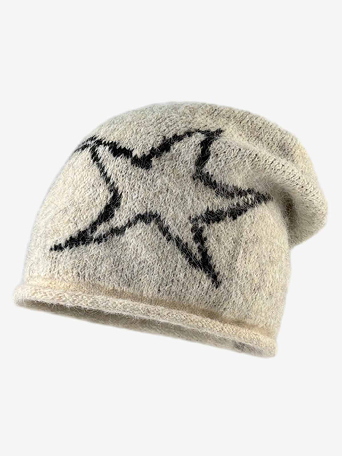 Omygoods Star Pattern Knit Beanie