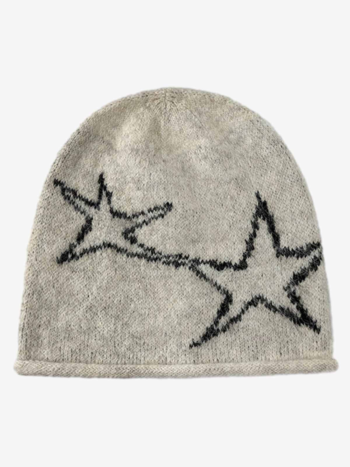 Omygoods Star Pattern Knit Beanie