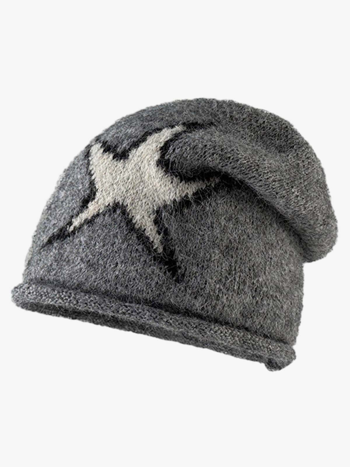 Omygoods Star Pattern Knit Beanie