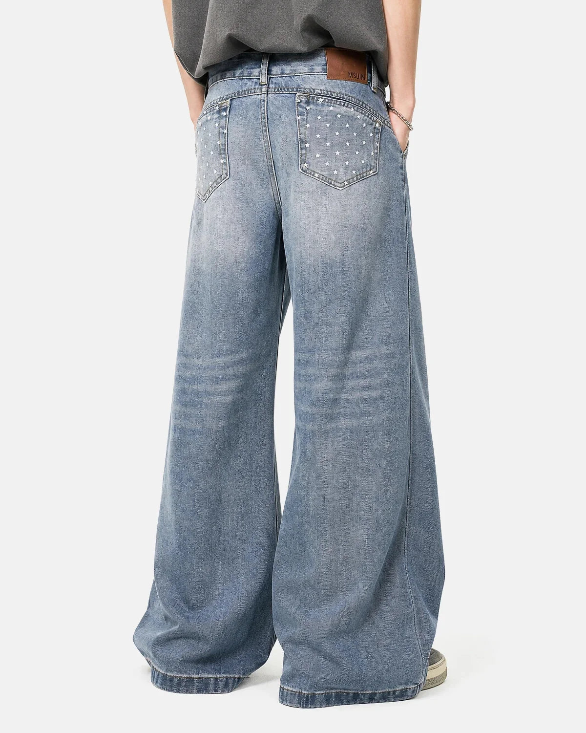 Omygoods Star Pocket Bootcut Jeans