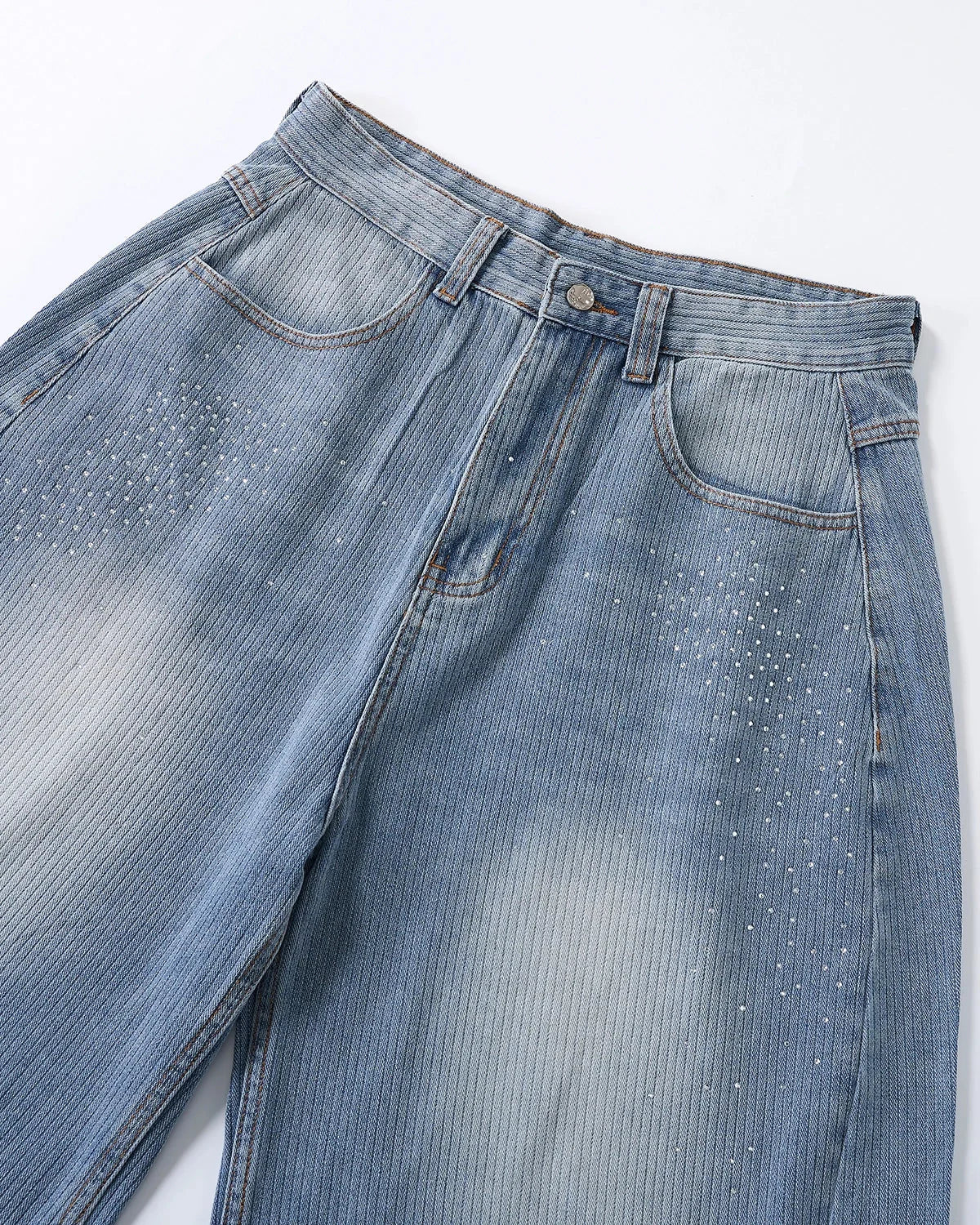 Omygoods Star Rhinestone Longline Denim Shorts