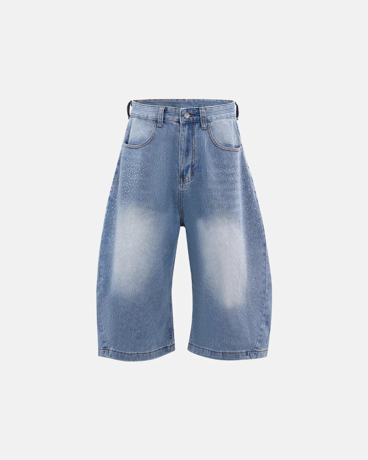 Omygoods Star Rhinestone Longline Denim Shorts