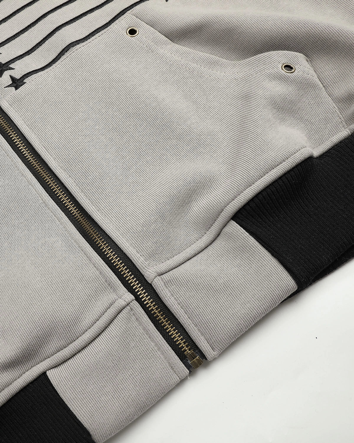 Omygoods Star Trim Graphic Boxy Zip Up Hoodie