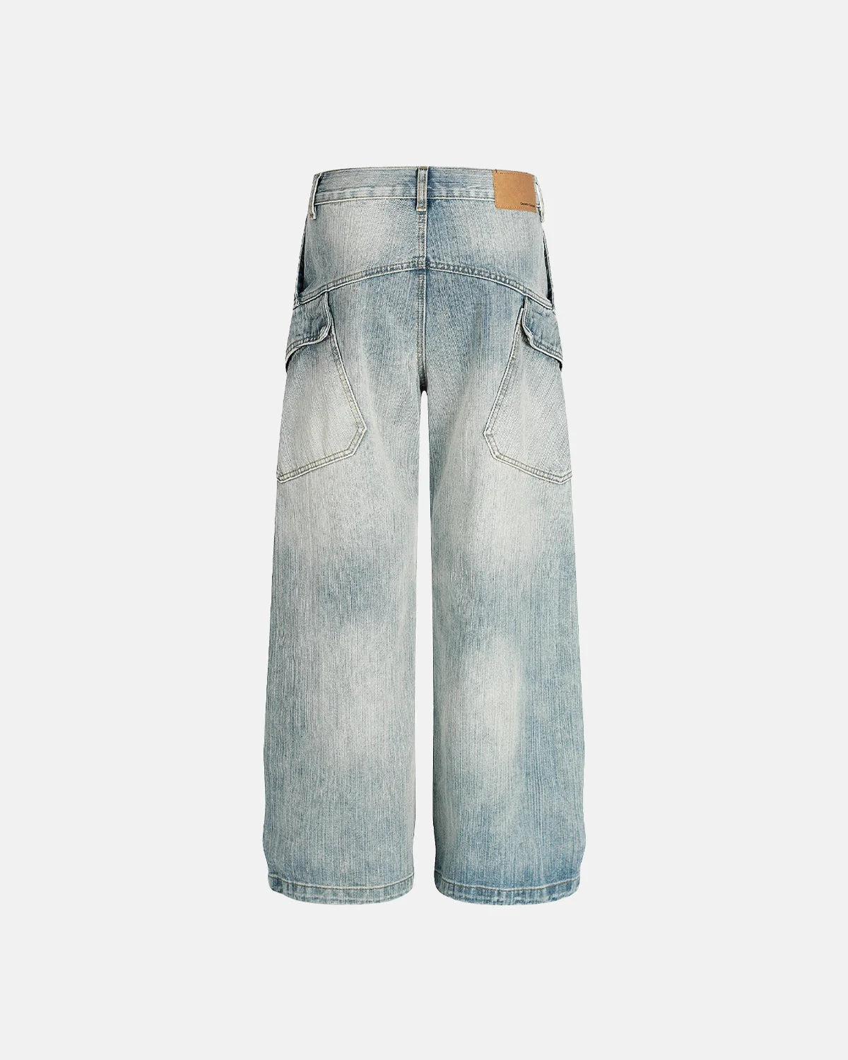 Omygoods Stitching Bamboo Weave Baggy Jeans
