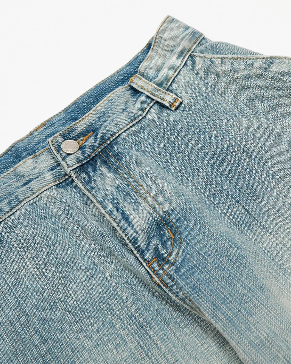 Omygoods Stitching Bamboo Weave Baggy Jeans