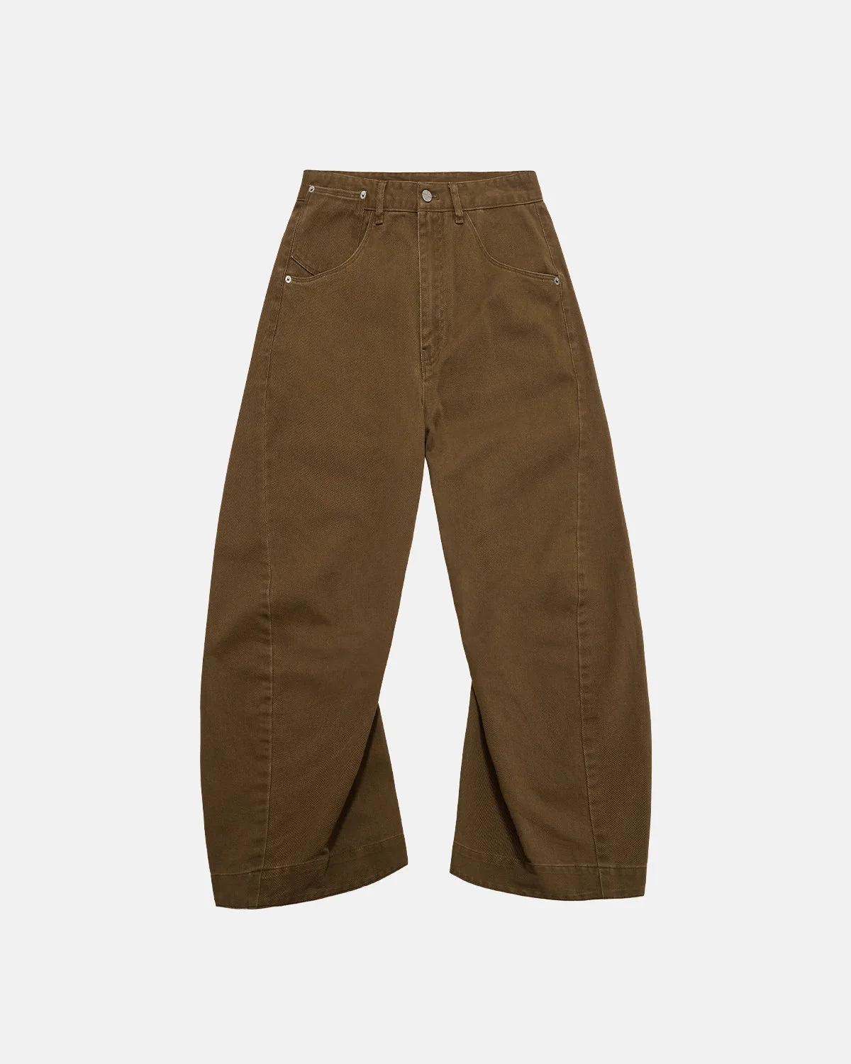 Omygoods Stitching Flare Baggy Jeans