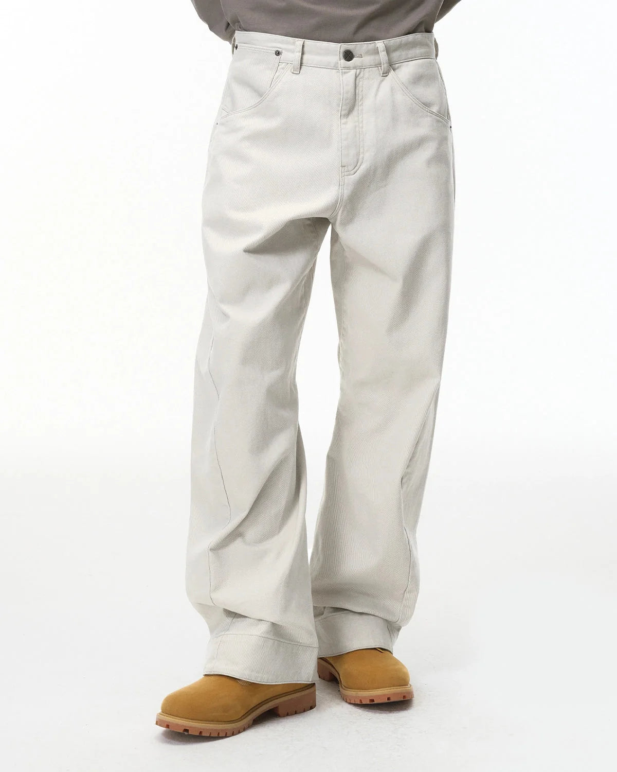 Omygoods Stitching Flare Baggy Jeans